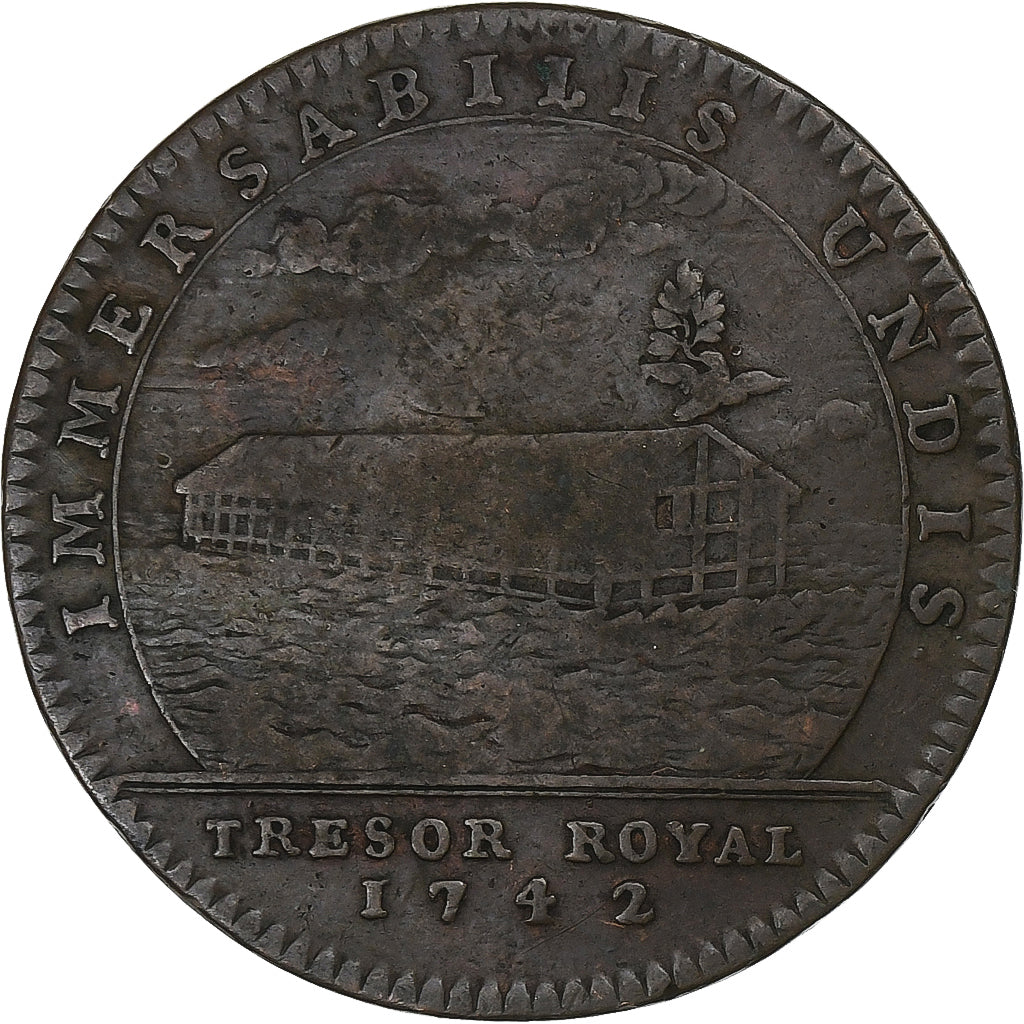 France, Token, Louis XV, Trésor Royal, 1742, Copper, VF(30-35), Feuardent:2057