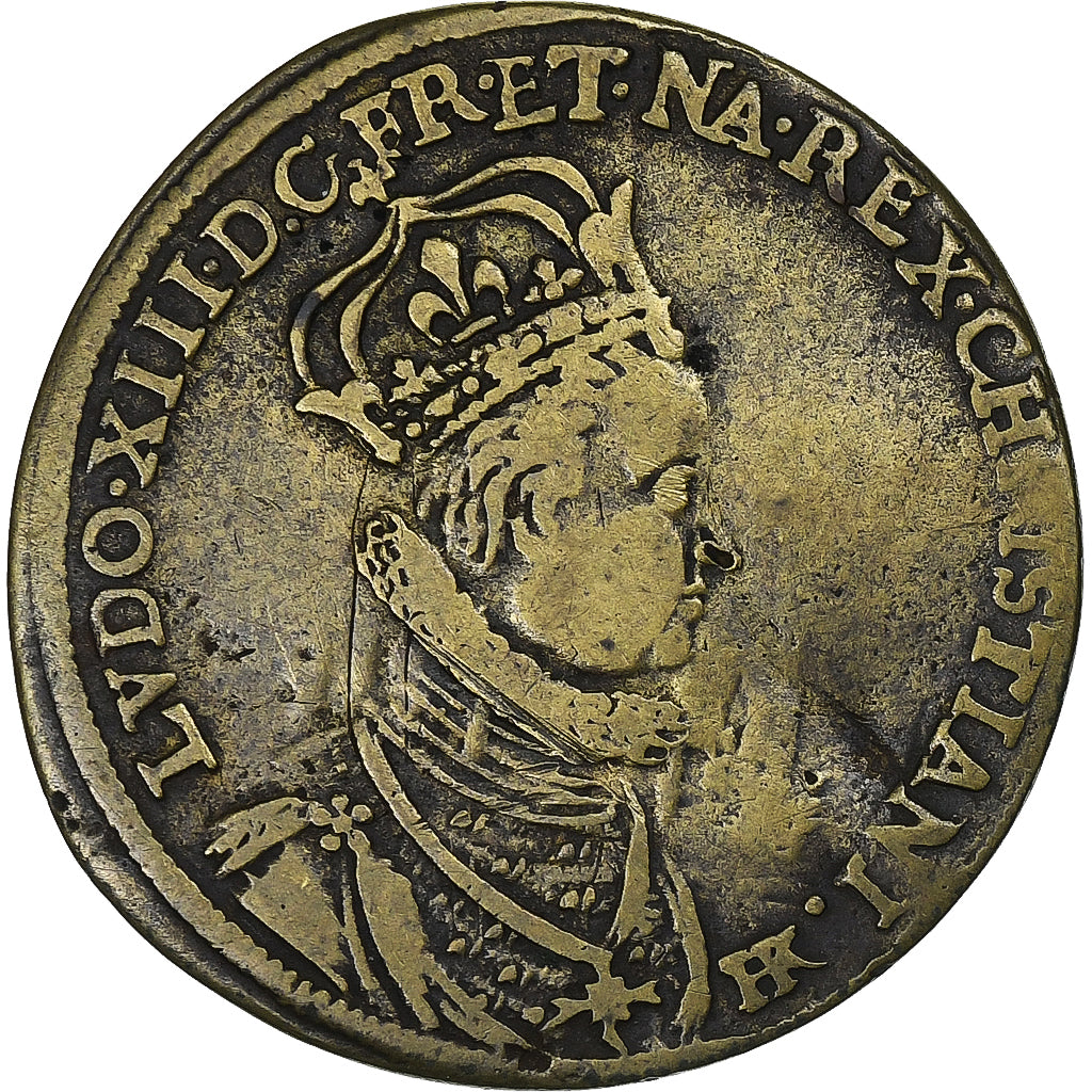 France, Token, Louis XIII, Sacre à Reims, 1610, Brass, VF(30-35)