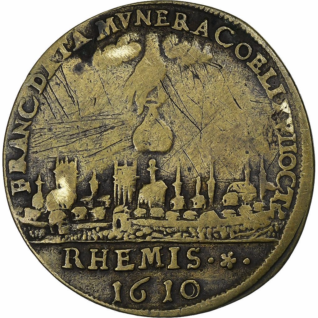 France, Token, Louis XIII, Sacre à Reims, 1610, Brass, VF(30-35)