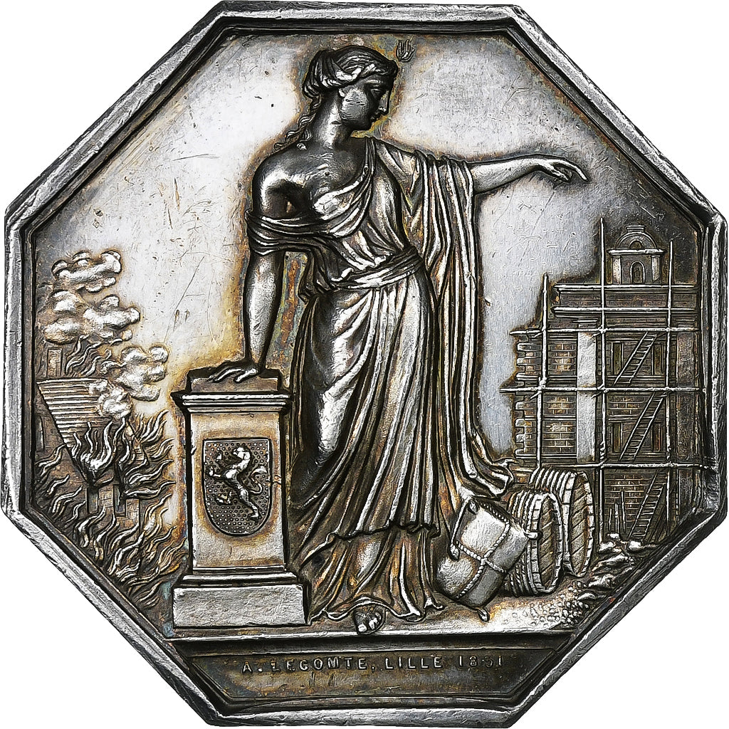 France, Token, Ville de Lille, Le Nord, Assurance contre l'incendie, Silver