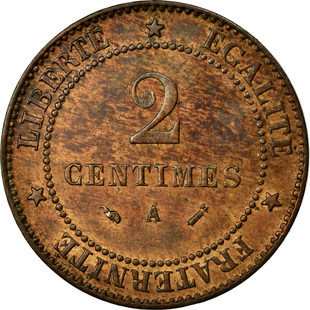 Moneta, Francia, Cérès, 2 Centimes, 1888, Paris, SPL-, Bronzo, Gadoury:105