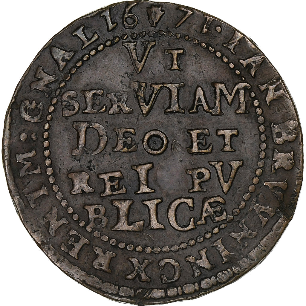 Bélgica, medalha, Trésorier d'Anvers, Jan Bruynincx, 1671, Cobre, EF(40-45)