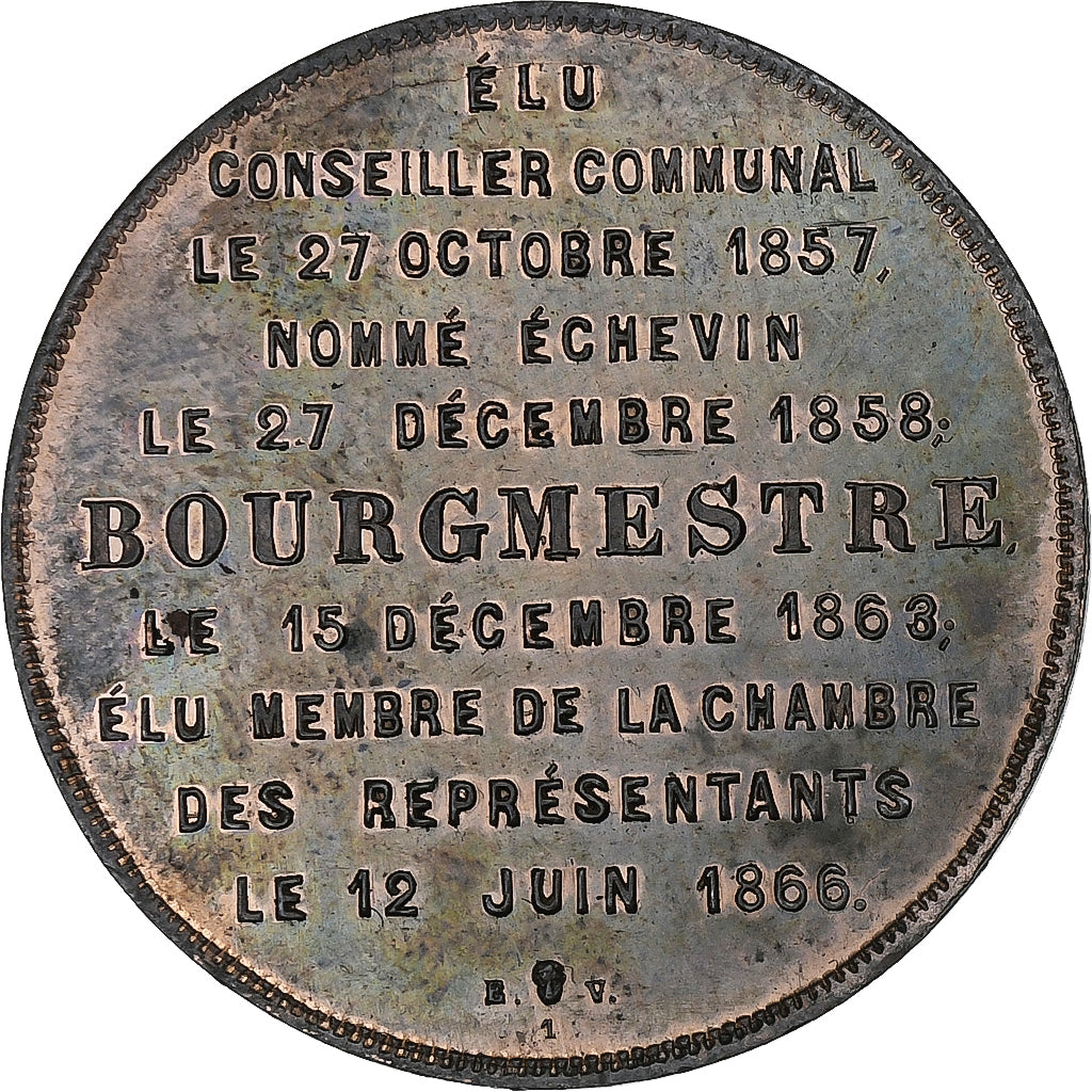 Belgien, Medaille, Jules Victor Anspach, Bourgmestre de Bruxelles, 1879, Copper