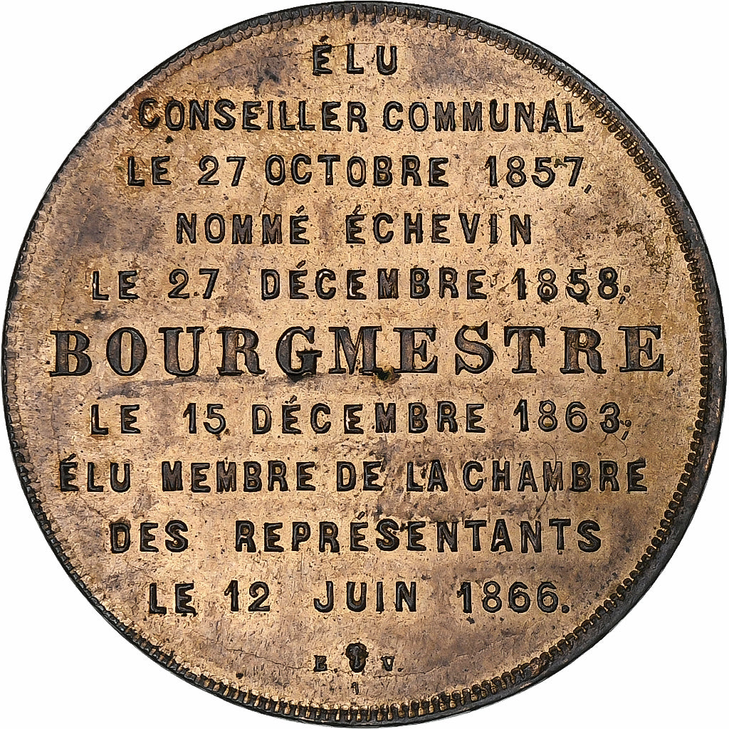 Belgien, Medaille, Jules Victor Anspach, Bourgmestre de Bruxelles, 1879, Copper