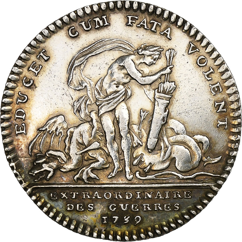 Francja, Token, Louis XV, Extraordinaire des Guerres, 1739, Srebro, AU(55-58)