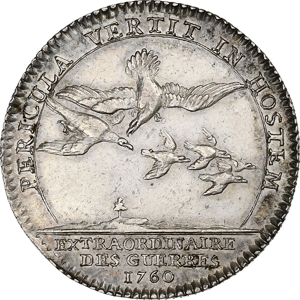 France, Token, Louis XV, Extraordinaire des Guerres, 1760, Silver, AU(55-58)