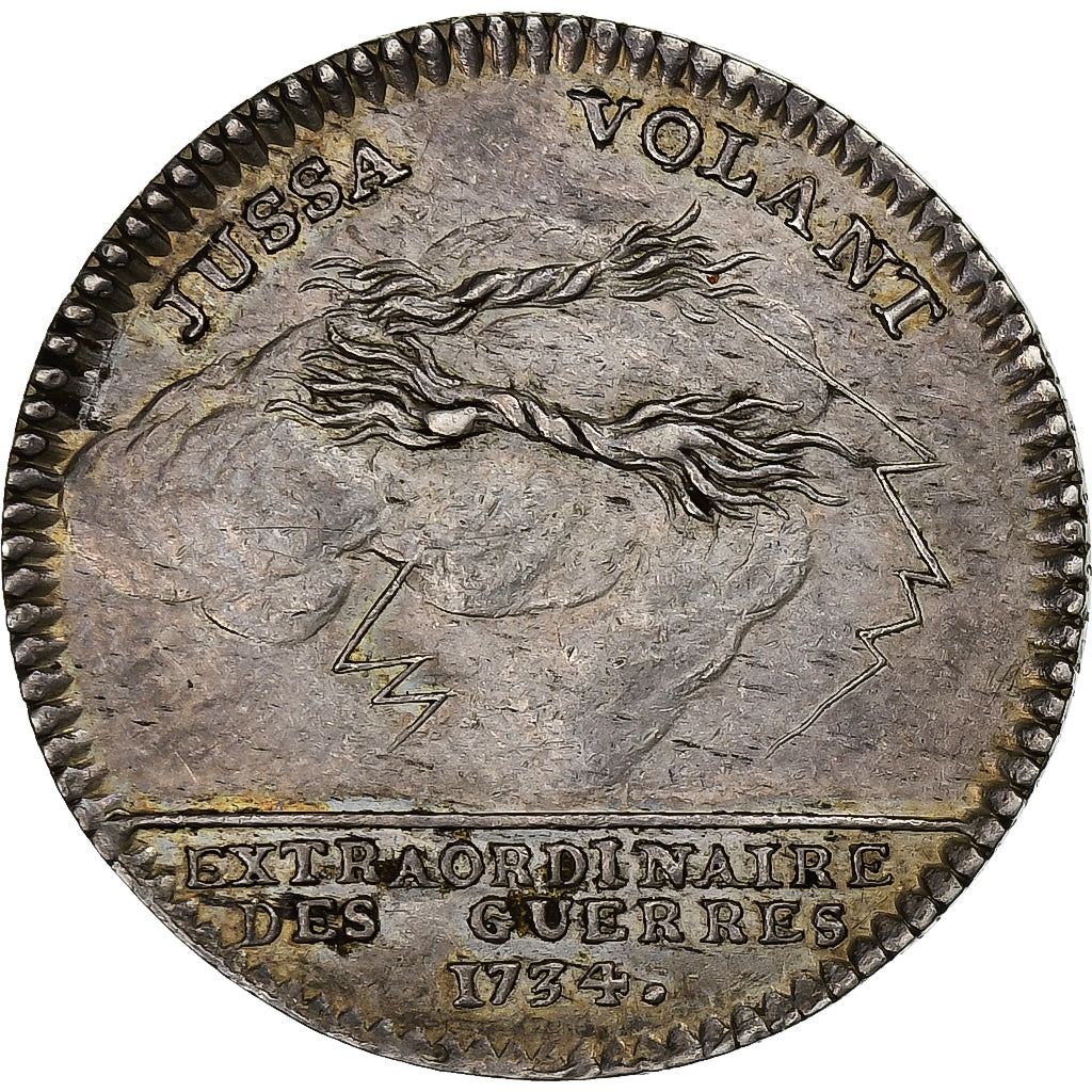 France, Token, Louis XV, Extraordinaire des Guerres, 1734, Silver, AU(50-53)