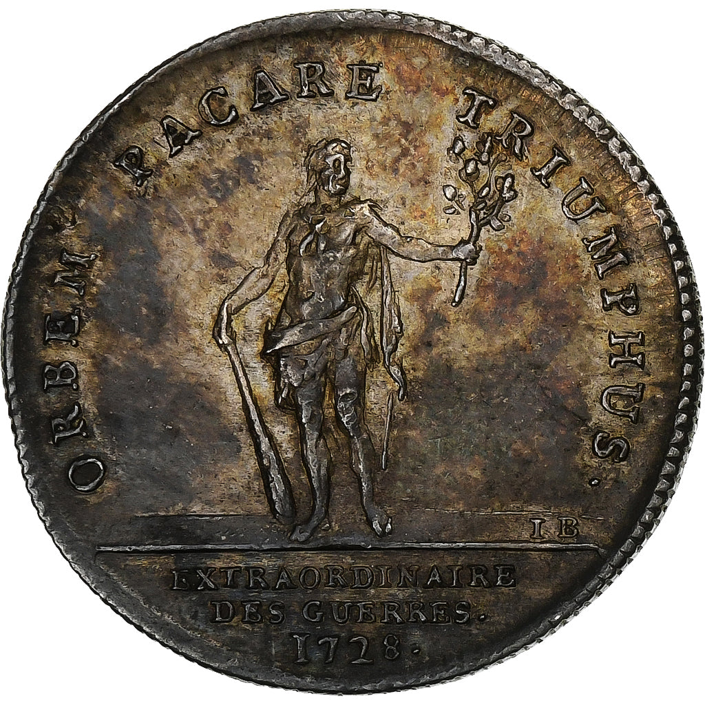 Francia, ficha, Louis XV, Extraordinaire des Guerres, 1728, Argento, SPL-