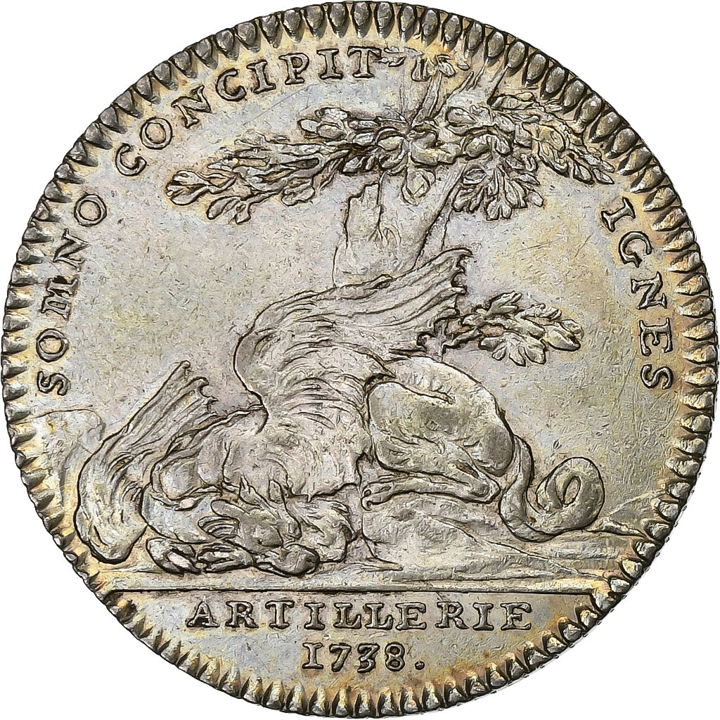 Frankrijk, Token, Louis XV, Artillerie, 1738, Zilver, ZF+, Feuardent:1091 VAR