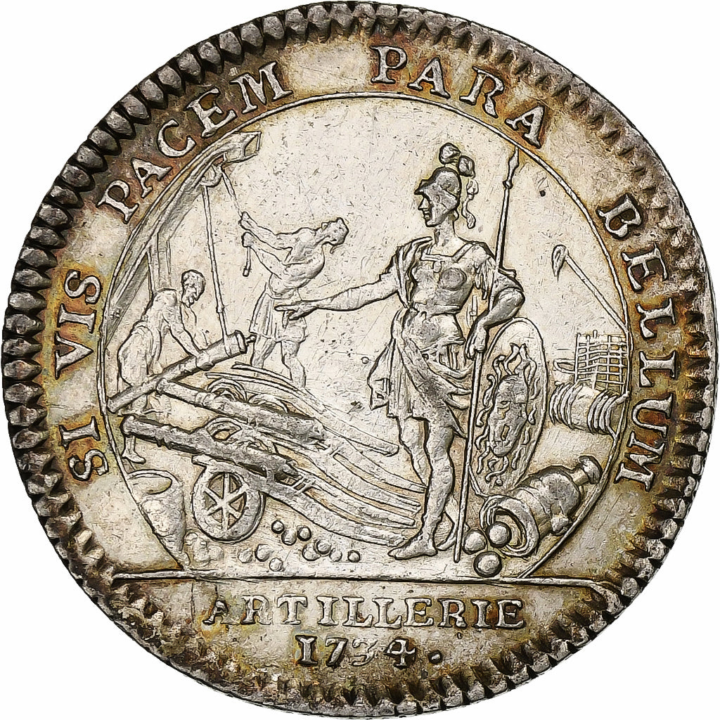 France, Token, Louis XV, Artillerie,  Louis Auguste de Bourbon, 1734, Silver