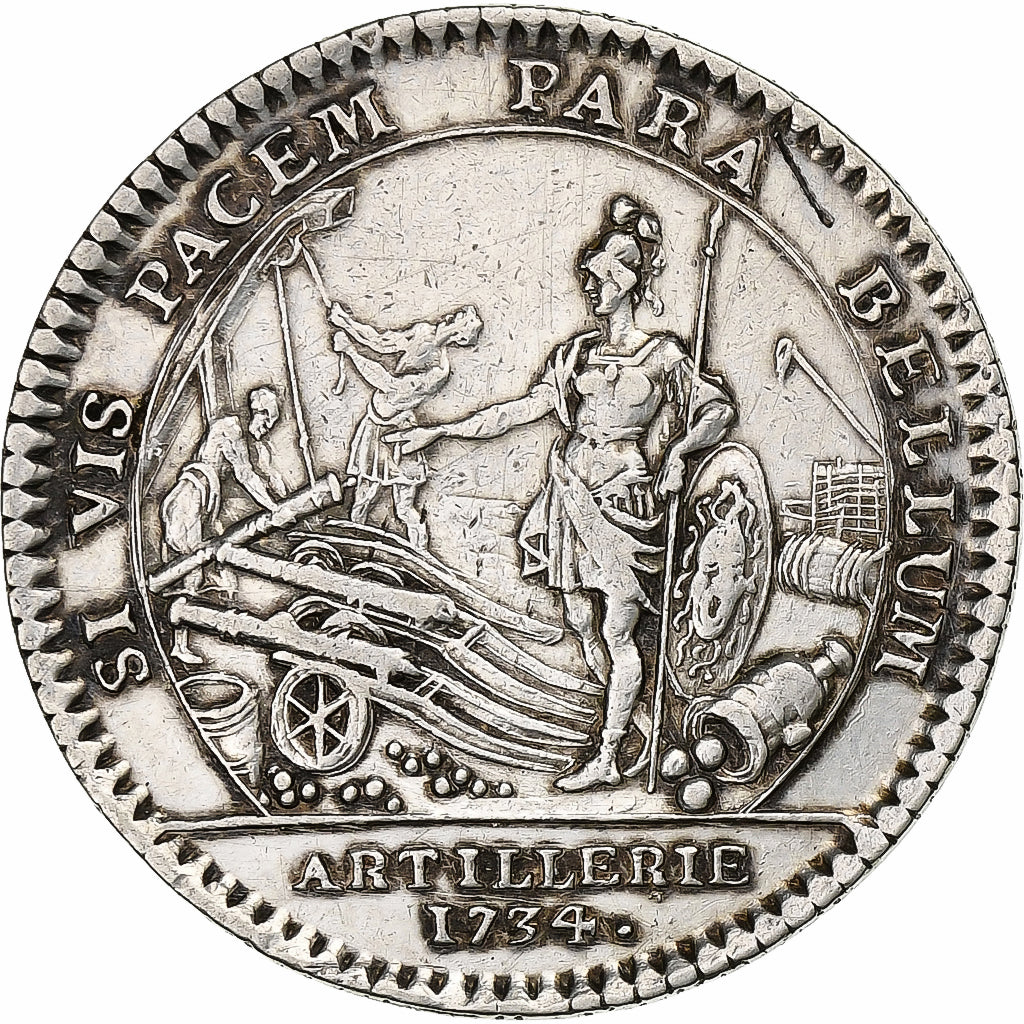 France, Jeton, Louis XV, Artillerie, 1734, Argent, TTB+, Feuardent:1078