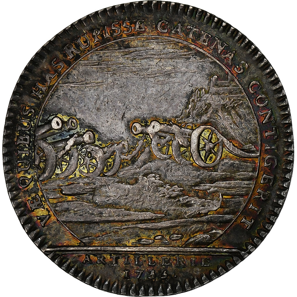 France, Token, Louis XV, Artillerie, 1755, Silver, AU(55-58), Feuardent:1132 VAR
