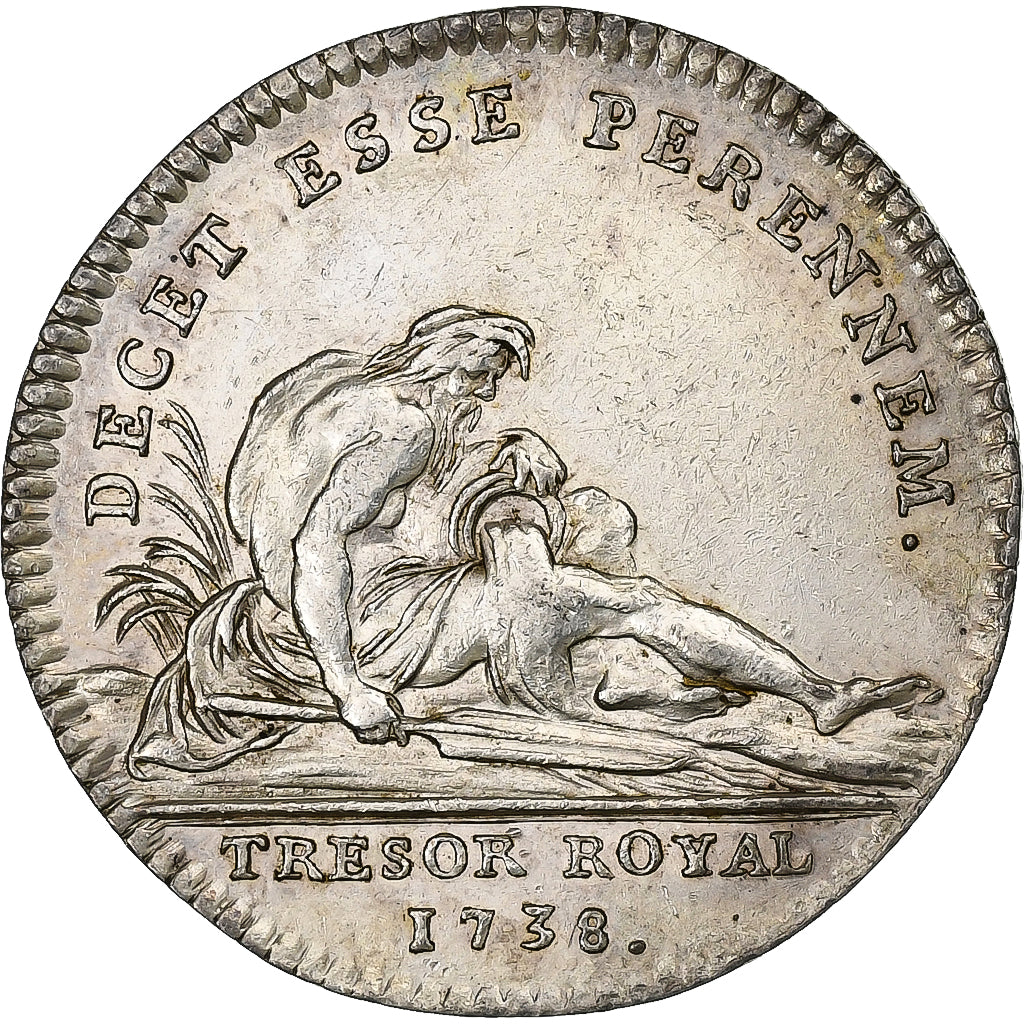 Francja, Token, Louis XV, Trésor Royal, 1738, Srebro, AU(50-53), Feuardent:2044