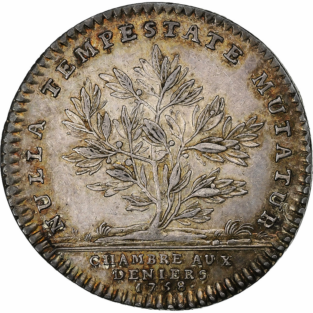 France, Token, Louis XV, Chambre aux Deniers, 1758, Silver, R.Filius, AU(50-53)