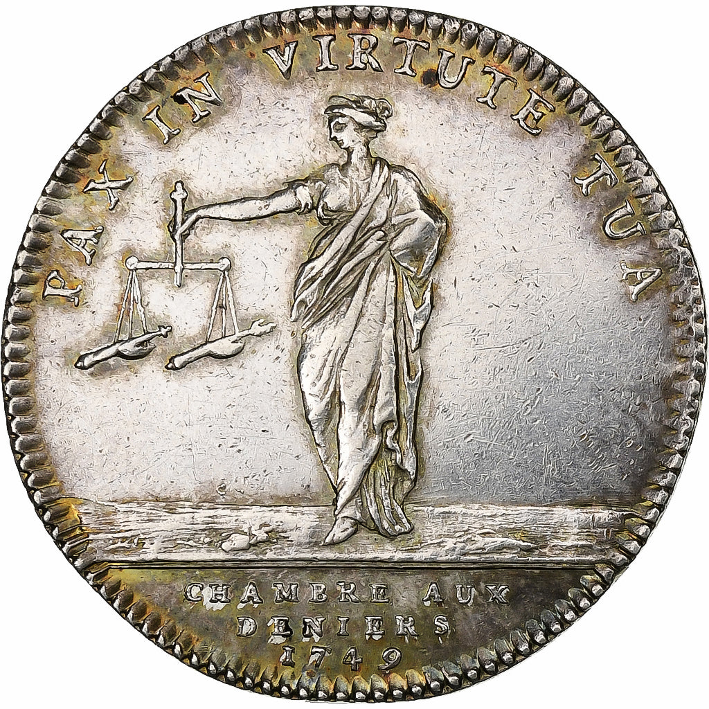 France, Token, Louis XV, Chambre aux Deniers, 1749, Silver, AU(55-58)
