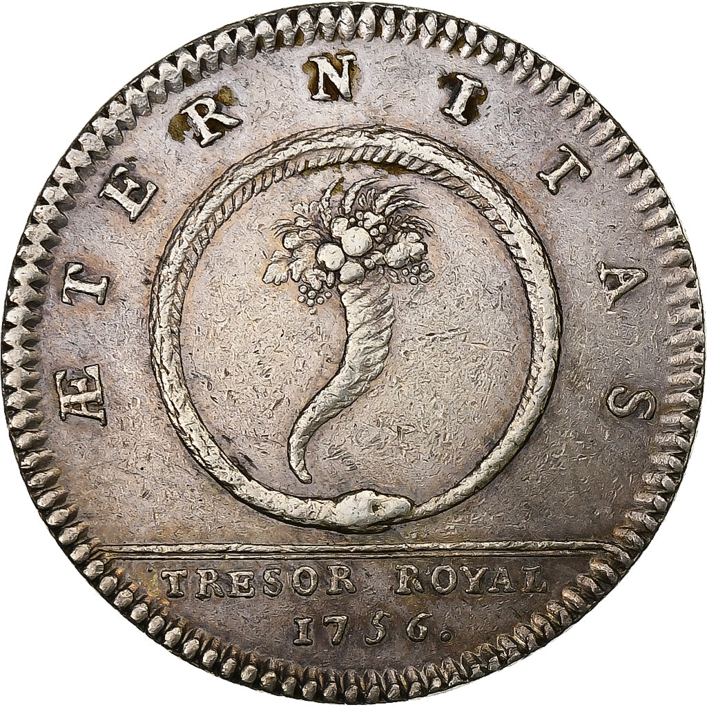 France, Jeton, Louis XV, Trésor Royal, 1756, Argent, TTB+, Feuardent:2093