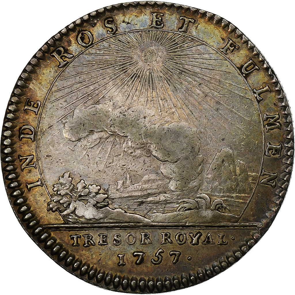 Francia, Ficha, Trésor Royal, 1757, Plata, Louis XV, EBC, Feuardent:2096