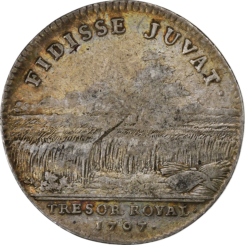 Francia, ficha, Louis XIV, Trésor Royal, 1707, Argento, BB, Feuardent:1981