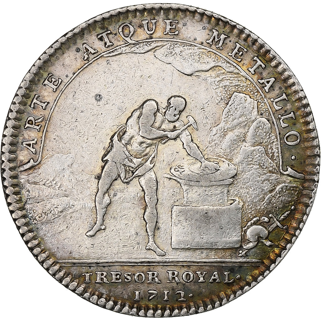 Francia, zeton, Louis XIV, Trésor Royal, 1712, Plata, MBC+, Feuardent:1991 VAR