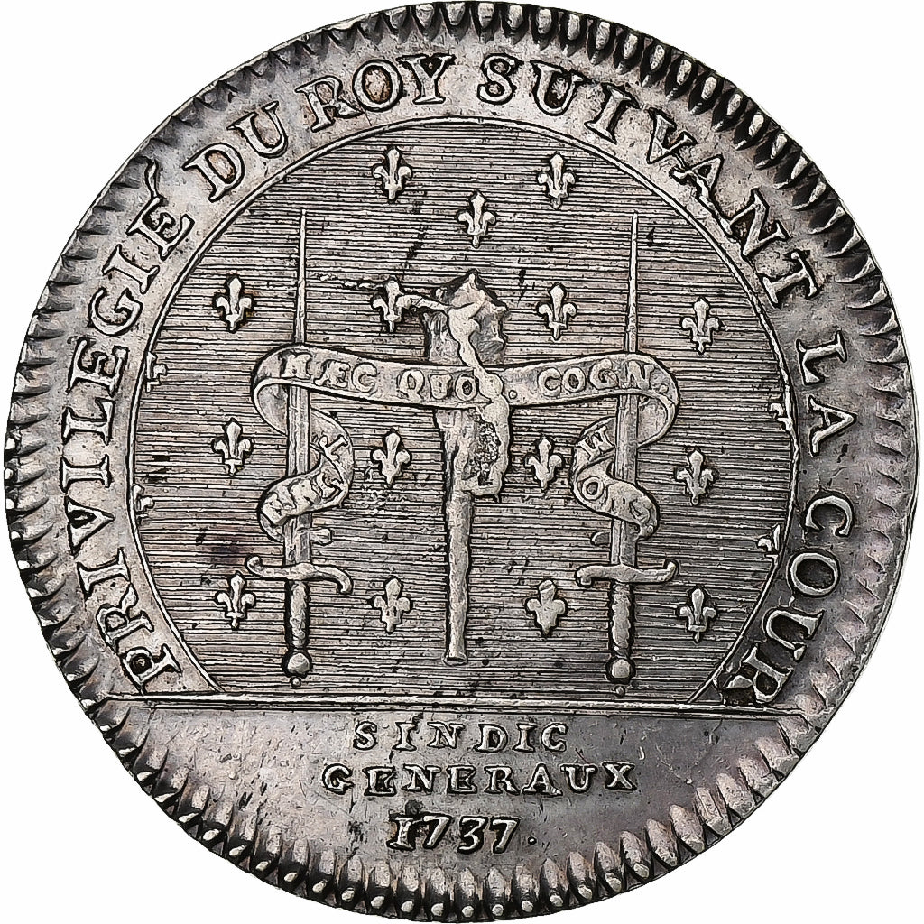 France, Token, Louis XV, Maison du Roi, Syndics Généraux, 1737, Silver