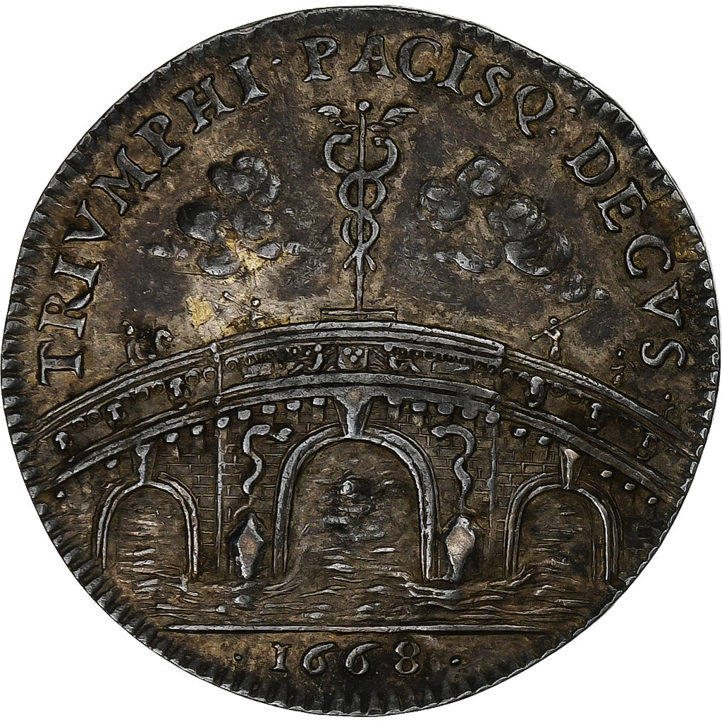 France, Token, Louis XIV, Ponts et Chaussées de France, 1668, Silver, AU(50-53)