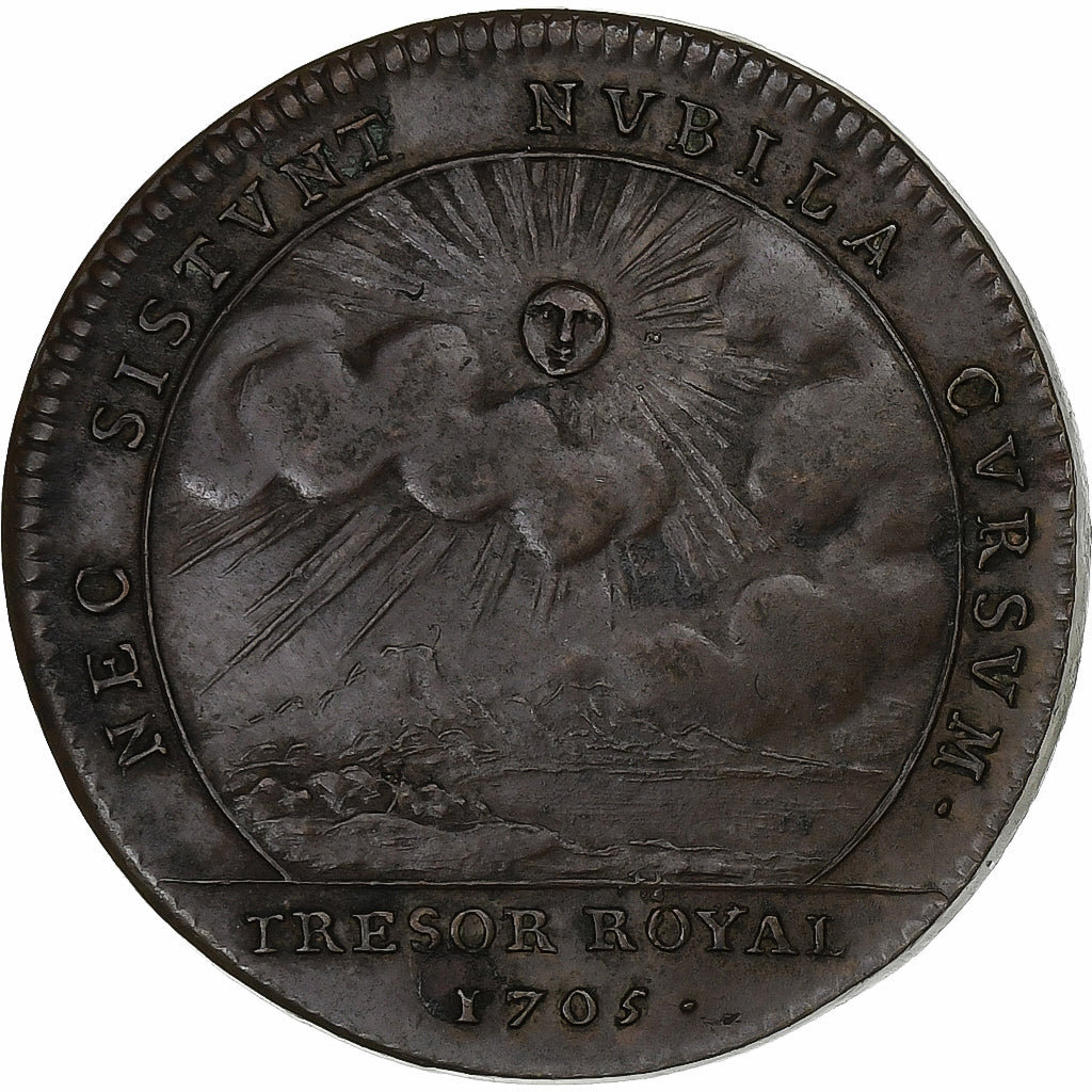 France, Jeton, Louis XIV, Chambre du Trésor Royal, 1705, Cuivre, TTB+