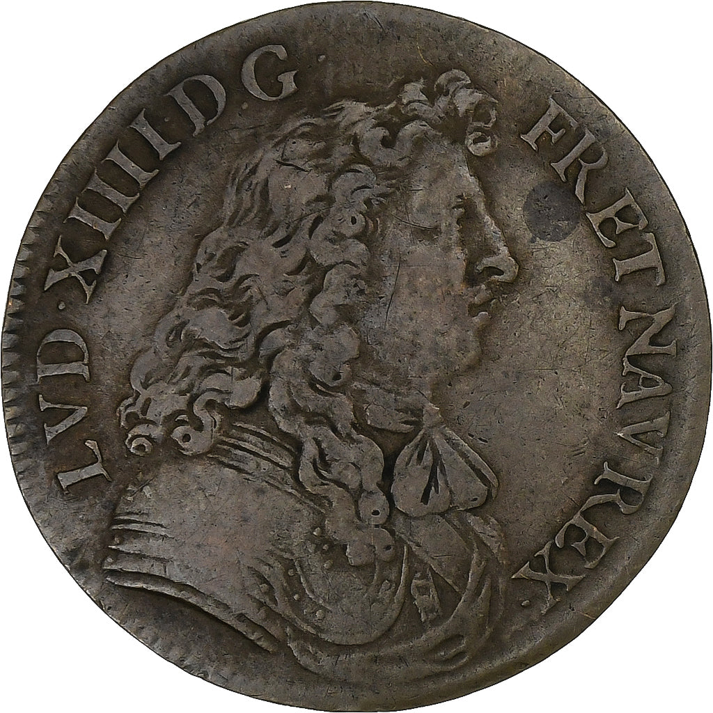 Francia, zeton, Louis XIV, Chambre du Trésor Royal, 1673, Cobre, BC+