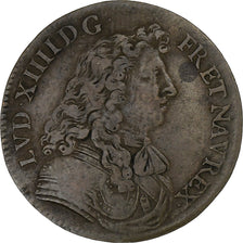 Francia, zeton, Louis XIV, Chambre du Trésor Royal, 1673, Cobre, BC+