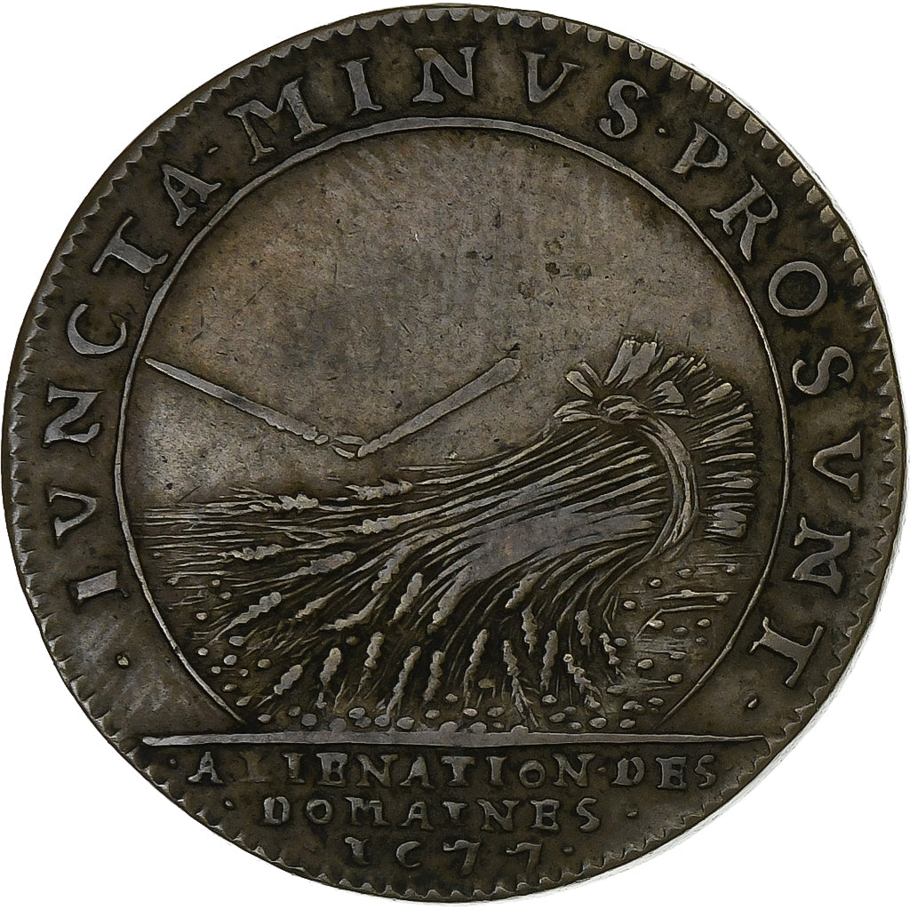 France, Token, Louis XIV, Maison du Roi, Aliénation des Domaines, 1677, Copper
