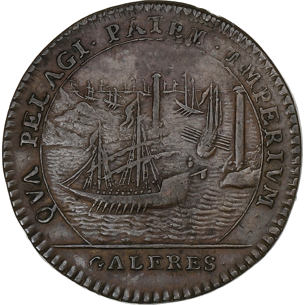 Francia, zeton, Louis XIV, Galères Royales, Marine Française, Cobre, MBC+
