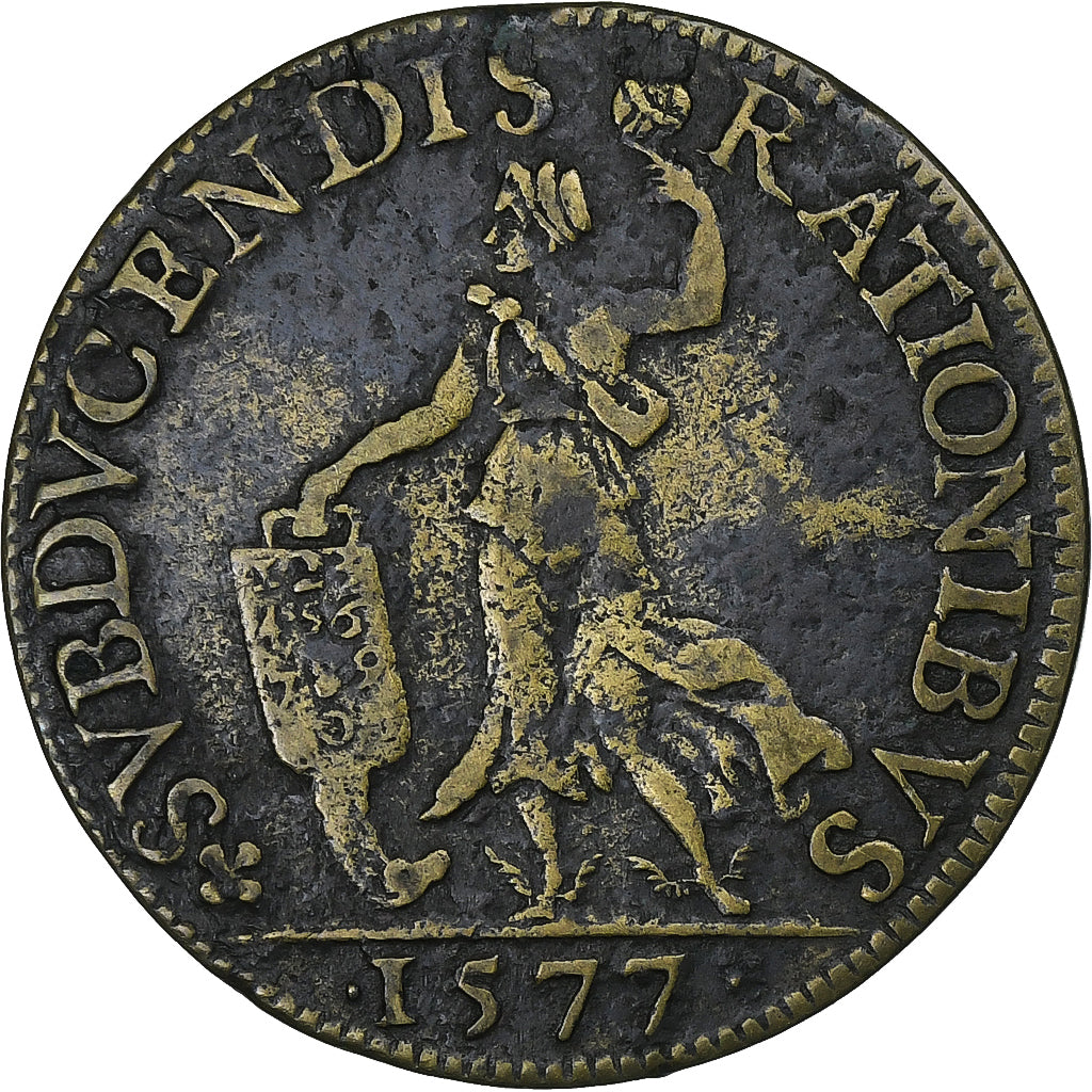 Frankreich, betaalpenning, Henri III, Chambre des Comptes du Roi, 1577, Messing