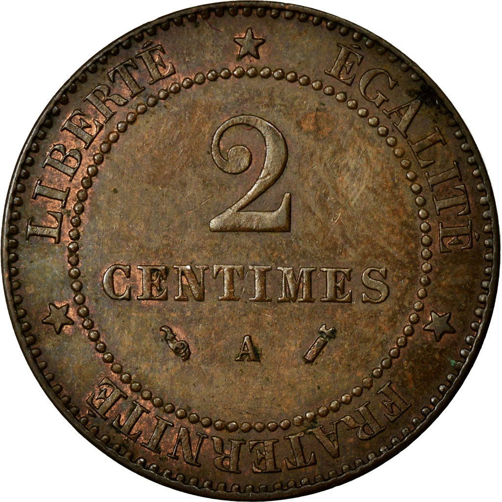 Munten, Frankrijk, Cérès, 2 Centimes, 1891, Paris, PR, Bronze, Gadoury:105