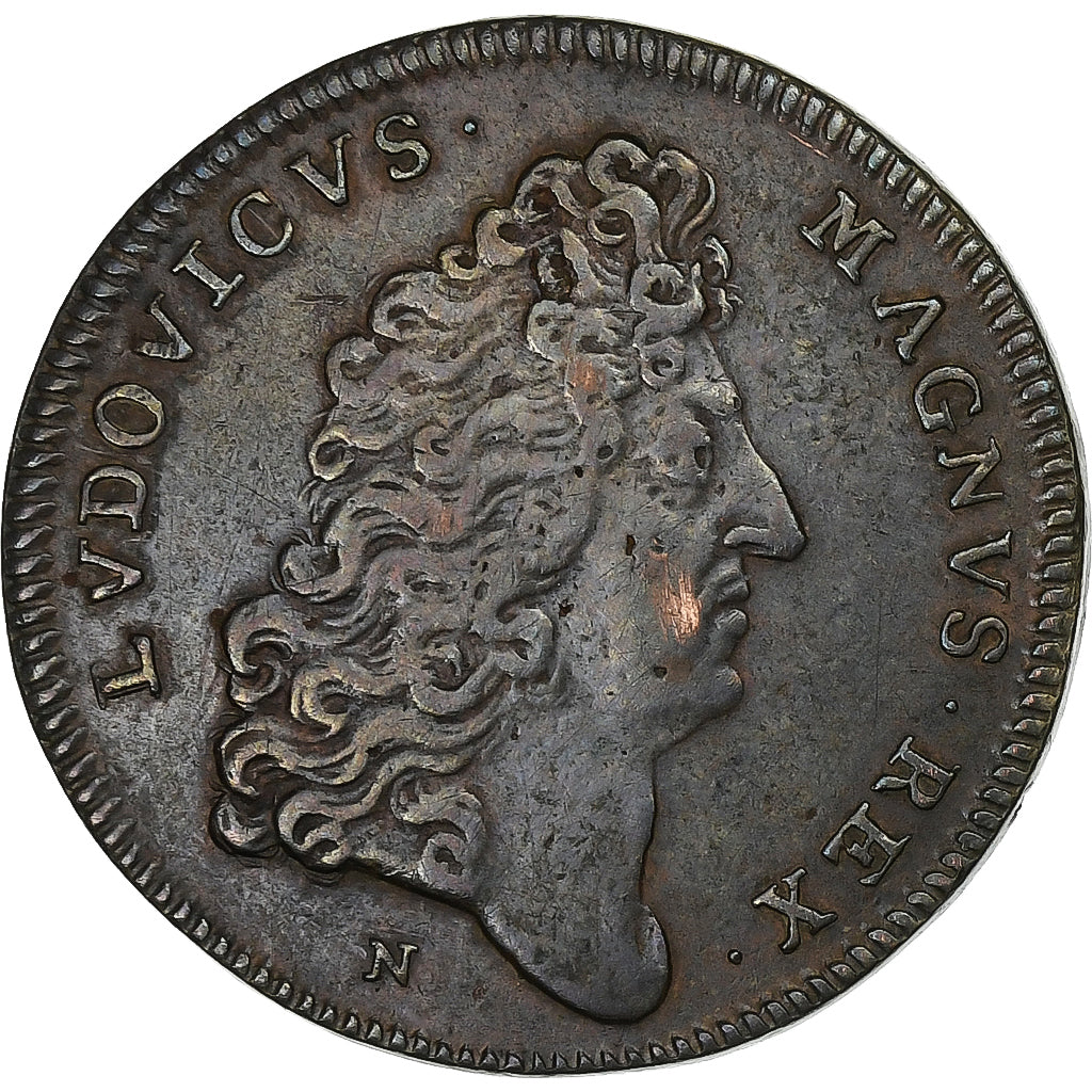 Francia, ficha, Louis XIV, Trésor Royal, Rame, BB, Feuardent:1939 var
