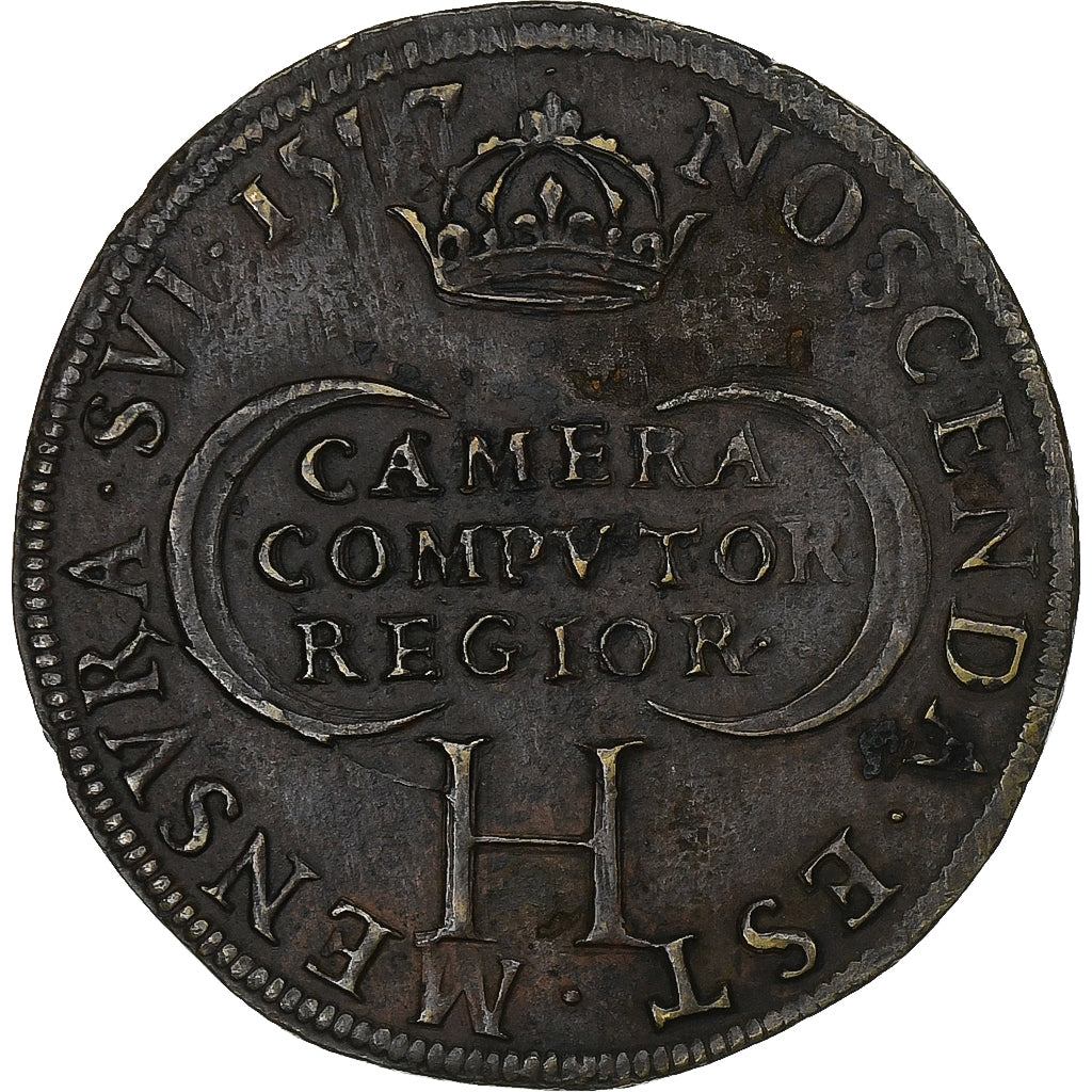 Francia, zeton, Henri II, Chambre des Comptes du Roi, Latón, MBC+