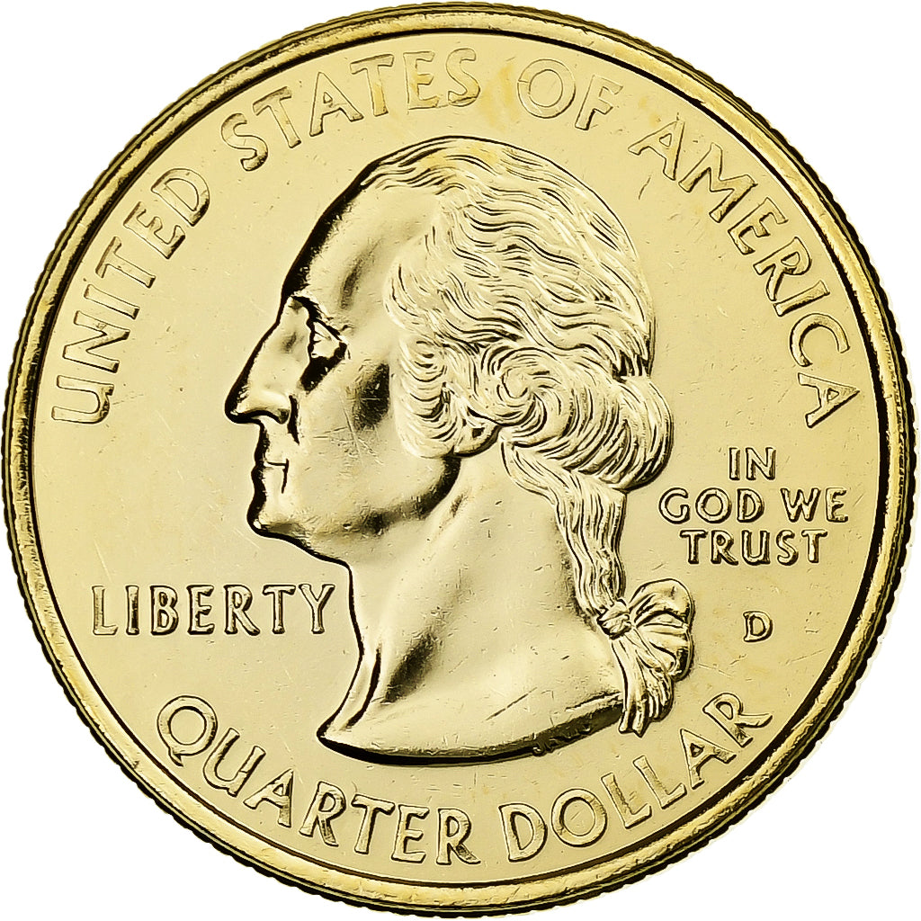 Francia, medaglia, Reproduction du Quarter Dollar, Delaware, 1999, Rame dorato