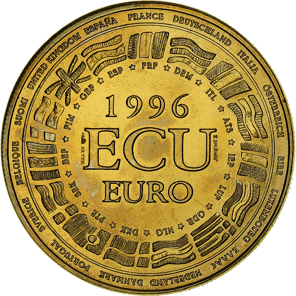 Francia, medaglia, Ecu Euro, EUROPA, 1996, Doratura in rame-nichel, FDC