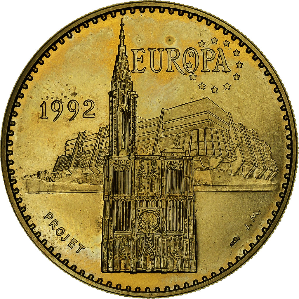 Francia, medaglia, Ecu Euro, EUROPA, 1992, Doratura in rame-nichel, SPL