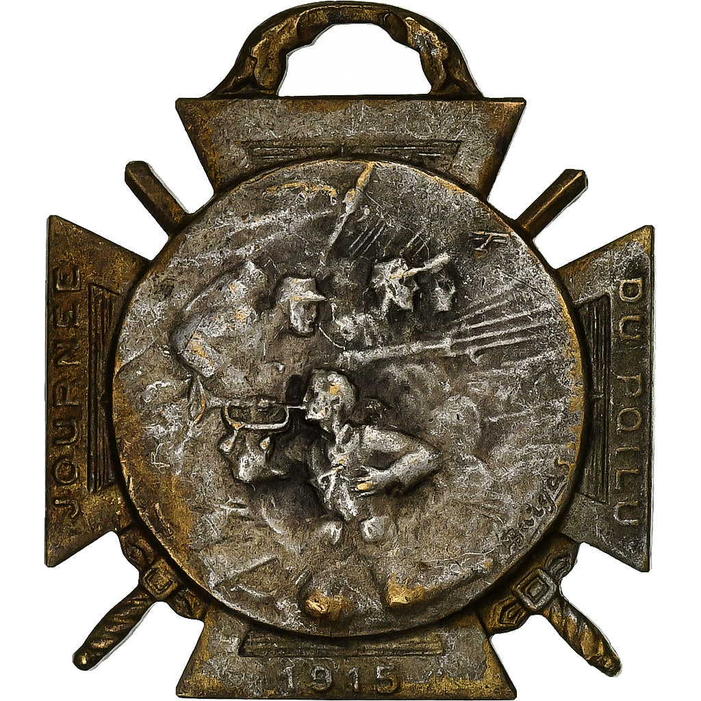 Frankrijk, Journée du poilu, WAR, Medaille, 1915, Heel goede staat, Silvered
