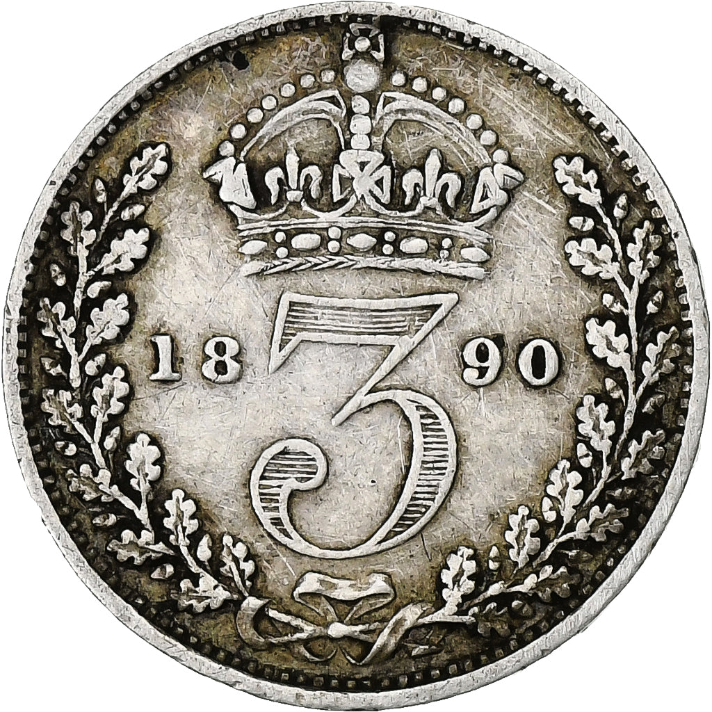 Moneta, Gran Bretagna, Victoria, 3 Pence, 1890, BB, Argento, KM:758