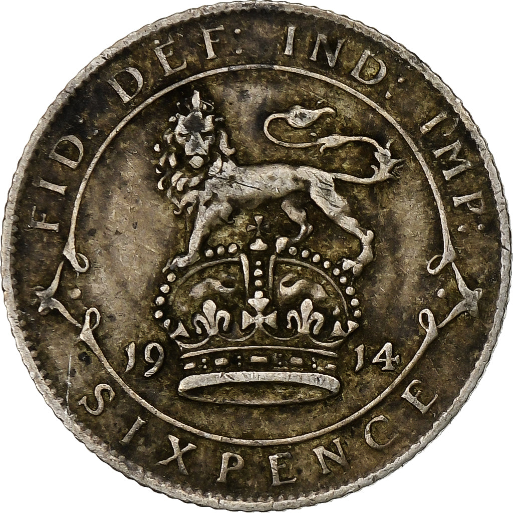 Great Britain, George V, 6 Pence, 1914, London, Silver, AU(50-53), KM:815