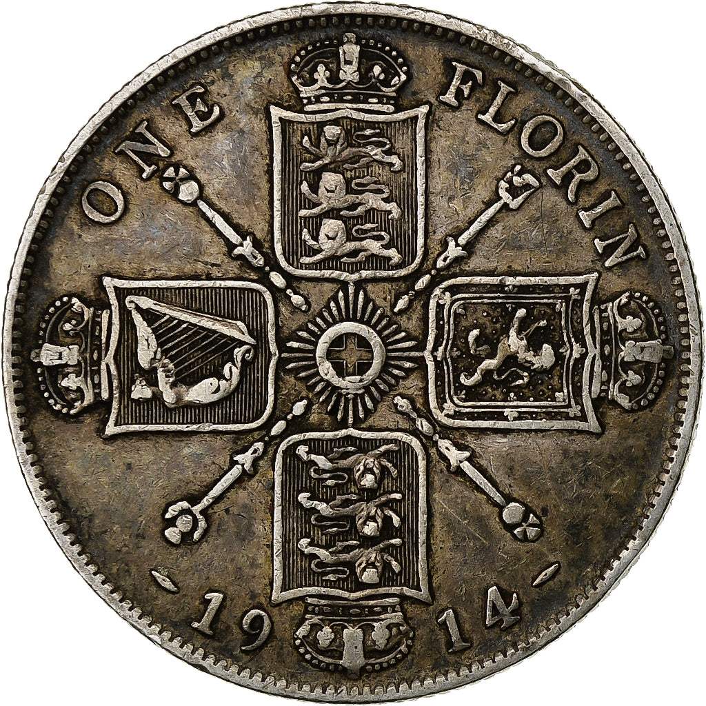 Great Britain, George V, Florin, 1914, Silver, EF(40-45), KM:817