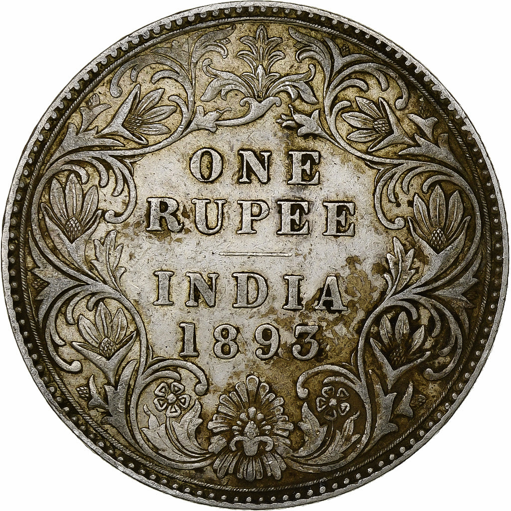 INDIA BRITÁNICA, Victoria, Rupee, 1893, Bombay, Plata, MBC, KM:492