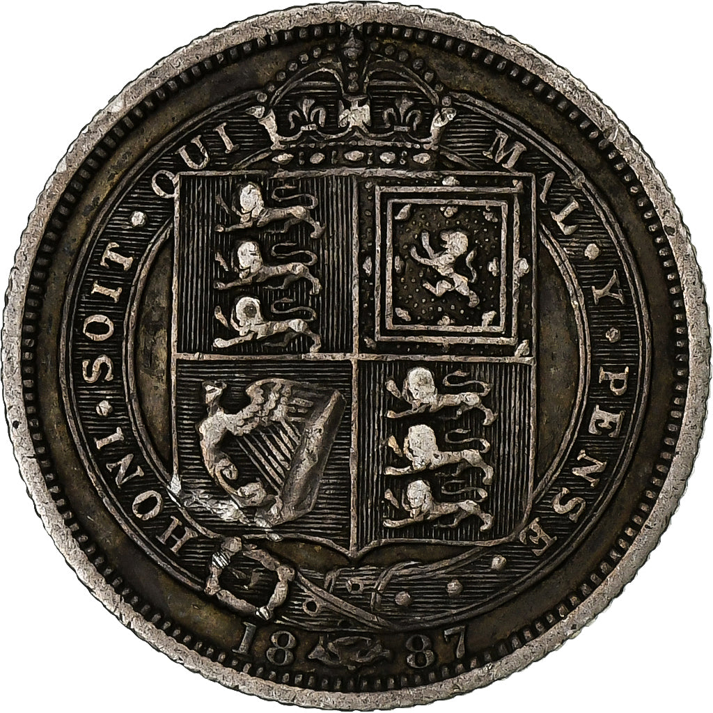 Great Britain, Victoria, 6 Pence, 1887, Silver, EF(40-45), KM:760