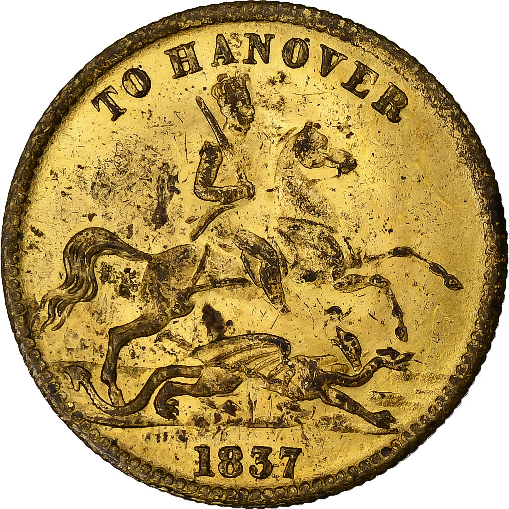 Royaume-Uni, Jeton, Victoria, To Hanover, 1837, Laiton, TTB