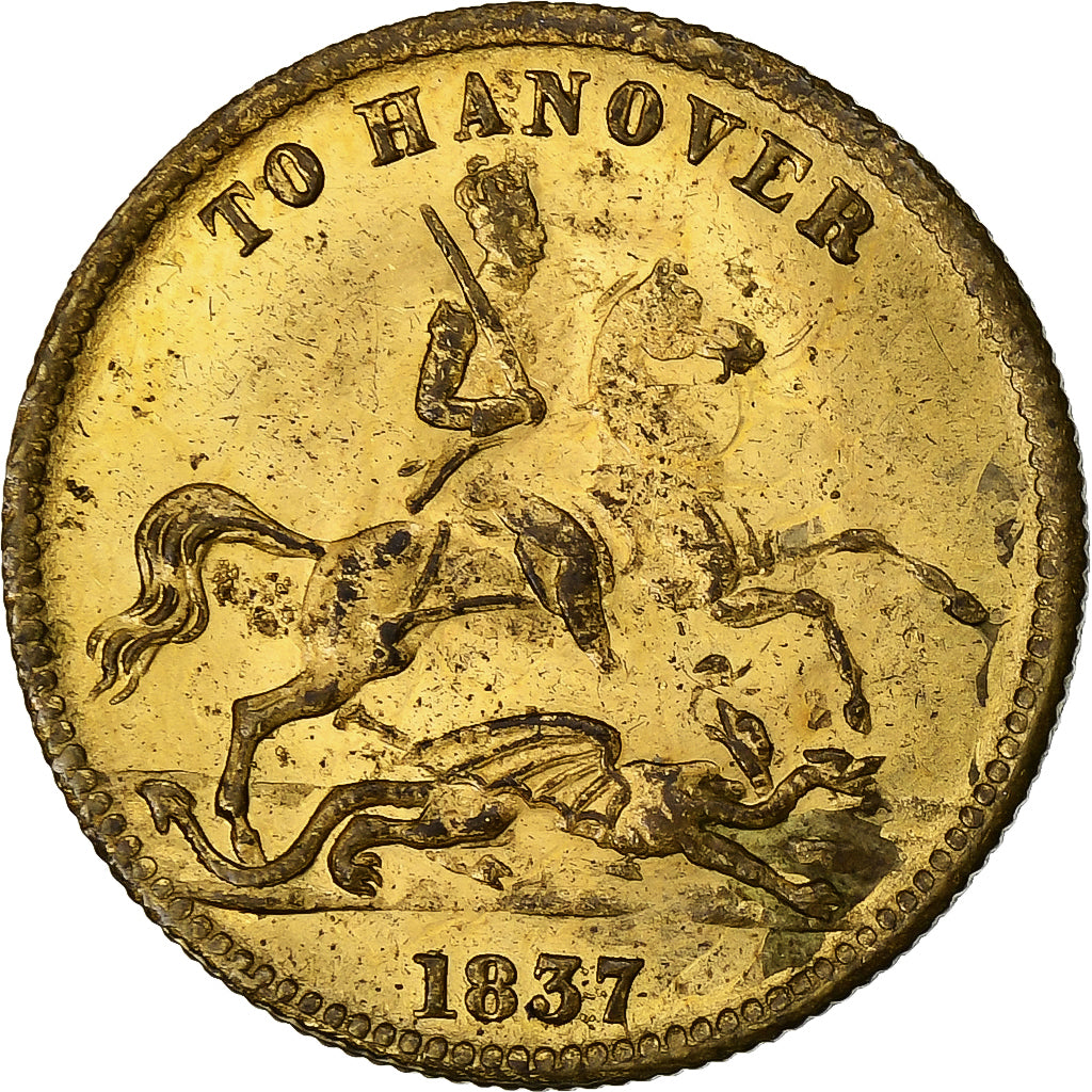 United Kingdom, betaalpenning, Victoria, To Hanover, 1837, Messing, SS