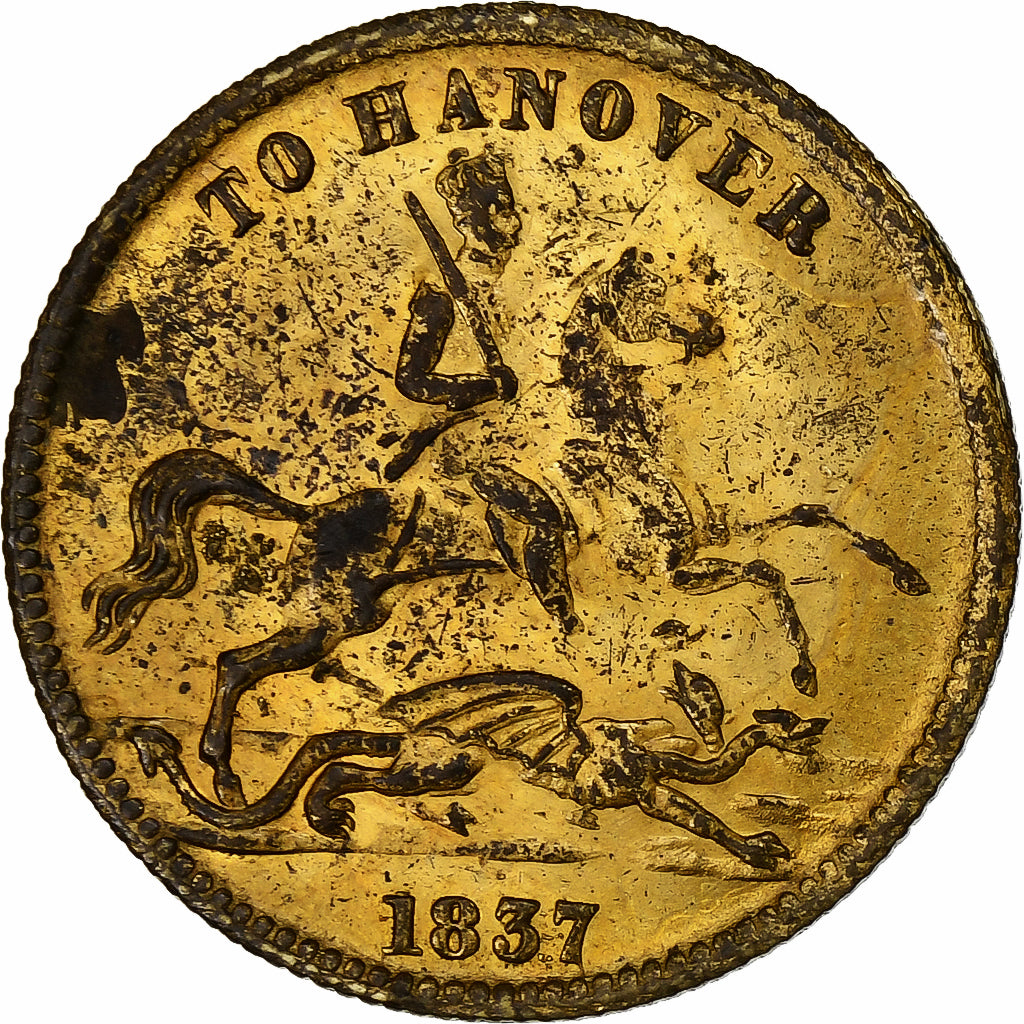 United Kingdom, betaalpenning, Victoria, To Hanover, 1837, Messing, S+