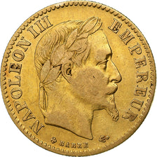 França, 10 Francs, Napoléon III, 1866, Strasbourg, Dourado, VF(30-35)