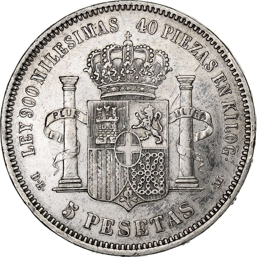 Spain, Amadeao I, 5 Pesetas, 1871, Madrid, Silver, EF(40-45), KM:666