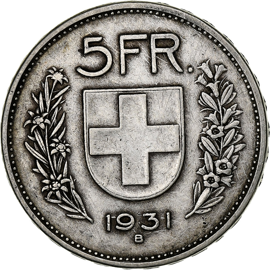 Switzerland, 5 Francs, 1931, Bern, AU(50-53), Silver, KM:40