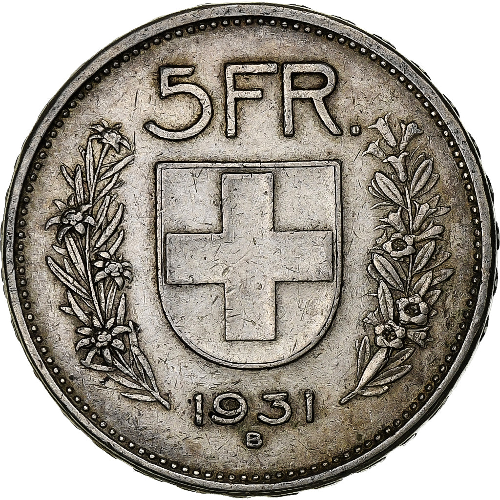 Svizzera, 5 Francs, 1931, Bern, Argento, BB, KM:40